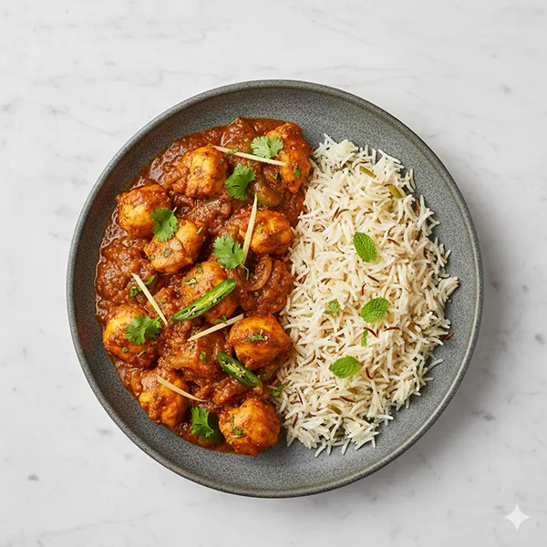 Amritsari Tawa Chicken Masala with Jeera Rice